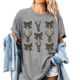 Camo Coquette Bow Deer Huntin Shirt, Old School Camo Shirt, Bow Shirt Coquette Shirt Fall Shirt, Casual Cotton Round Neck Graphic Tee Gift For Men And
