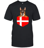 Denmark Flag Belgian Malinoi Dog In Pocket shirt_1