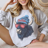 Buffalo Football Crewneck Sweatshirt, Vintage Fan Gifts for Game Day, Trendy Sports Apparel, Unisex Buffalo Sweatshirt, Football Fan Gear, Game Day Sh