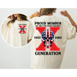 Custom Year Est.1980 Red Skull Proud Member Generation X 2 Side Shirt, GenX T-shirt, Skull GenX Shirt, Skull Shirt Style001