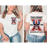 Custom Est.Year 1968 Flag Skull GenerationX 2 Side Skull Shirt, GenX T-shirt, Skull Proud Member Generation X Shirt, Skull Shirt V2