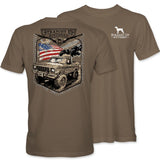 Diesel Power - Diesel Pickup and American Flag T-Shirt Style001