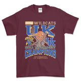 1996 NCAA Championship Kentucky Wildcats T-Shirt, graphic vintage sports tees for men Style001