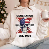 Custom Est.Year 1974 Proud Member Skull GenX 2 Side Shirt, Halloween Skull Generation GenX T-shirt, Proud Member Generation X Shirt Style001