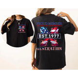 Custom Year Est.1977 Proud Member Generation Flag Gen X 2 Side T-shirt, Gen X Shirt, Generation 1965-1980 Shirt