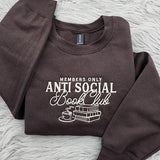 Anti Social Book Club Embroidered Crewneck, Book Club Shirt, Book Lover Crewneck, Bookish Crewneck T-Shirt Sweatshirt Hoodie