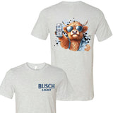 Cool Cow Busch Light 2-sided  Shirt, Busch Light, Casual Graphic Round Neck T-shirt for Summer, Fashion Top for Daily Wear