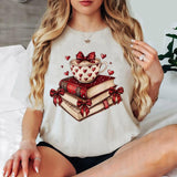 All booked for valentine's Teacher Valentine's Coquette bow T-Shirt Style001