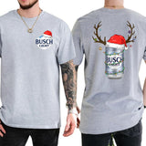 Christmas Deer Busch Light 2-Sided Shirt, Funny Men's Beer Drinking Tee, Drink Tops for Men, Christmas Drinker Tshirt, Classic Cotton Casual Menswear Style001
