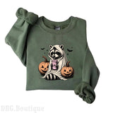 Cute Raccoon Ghost Crewneck, Raccoon Halloween Sweatshirt, Vintage Pumpkin Fall Sweaters, Spooky Season Gift, Halloween 2024 Merch Women's Shirt, Hall