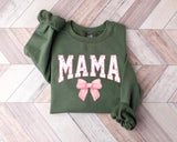 Coquette Pink Mama Sweatshirt, Cute Pink Bow Mama Sweatshirt, Popular Mother Tee, Trendy Mother Gift, Mother Day Gift