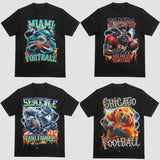 All Team Football Vintage Graphic Throwback Black Color T-shirt, Vintage Football Retro Style Casual Unisex Tee, Sport Shirt  for Men, for Women