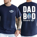 Dad Bod Powered By Keystone Light T-shirt 2-Sided, Men's Beer Drink Tee, Drinking Shirt, Funny Drink Tee for Daddy, Casual Classic Cotton Menswear Style001