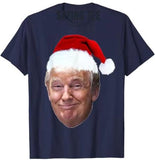 Donald Trump Christmas Funny Santa Hat Gift T-Shirt Mens Fashion Daddy Husband Xmas Costume Short Sleeve Saying Teek Top T-Shirt for Men and Women - B