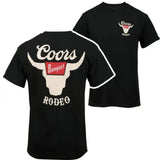 Coors Banquet Rodeo Horns 2 Side T-Shirt, Coors Banquet Rodeo T-shirt, Best Beer Drinking T-shirt Cotton Fabric Style001
