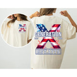 Custom Year Est.1975 Flag Gen X 2 Side T-shirt, Gen X Shirt, Generation 1965-1980 Shirt