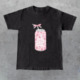 Dr Pepper Gift, Dr Pepper Bow Crewneck, Dr Pepper Pink Bow Shirt, Cute Baby Pink Bow Tee, Trendy Soda Can With Roses Menswear