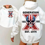 Custom Est.Year 1974 Flag Skull Proud Member GenerationX 2 Side Shirt, GenX T-shirt, Skull GenerationX Shirt, Flag Skull Shirt V2