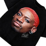 Dennis Red Hair flamboyant 90's Vintage Design Retro T-Shirt Graphic Tee Cotton Menswear Top Basketball Style001