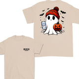 Busch Light Ghost Cute Pumpkin Halloween 2 Sided T-Shirt, Busch Light Shirt For Men And Women, Halloween Pumpkin Trendy Shirt