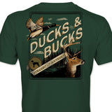 Ducks and Bucks - Mallard Duck and Whitetail Buck Hunting T-Shirt - Green Classic Cotton Style001