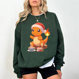 Charmander Christmas Sweatshirt, Charmander Xmas Shirt, Charmander Santa Christmas Sweatshirt, Charmander Sweatshirt, Anime Sweatshirt, Christmas Char