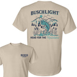 Busch Light, Beer, Busch Light Head For The Mountains Fishing T-Shirt, 2 Side T-Shirt, Full Color,  For Men, For Women, Casual Graphic Round Neck T-sh