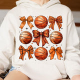 Coquette Basketball Bow Sweatshirt, Fall Coquette Bow Tee, Basketball Shirt, Basketball Bow, Basketball Mom, Game Day, Full Sizes, Full Colors, Cotton