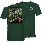Ducks and Bucks - Mallard Duck and Whitetail Buck Hunting T-Shirt - Green Classic Cotton Style001