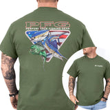 Columbia PFG Shirt - Performance Fishing Gear Featuring Bold American Flag and Fish Graphics T-Shirt, Soft Fabric Short Sleeve Shirt