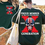 Custom Year Est.1980 Red Skull Proud Member Generation X 2 Side Shirt, GenX T-shirt, Skull GenX Shirt, Skull Shirt Style001