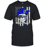 American Flag With Police Mom Skull shirt_1