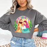 Colorful Glitter Christmas Nativity Sweatshirt, Oh Come Let Us Adore Him & Baby Jesus Tee, Brushstroke Christian Designs, Cute Tee, Gift for Family, G