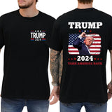 2-Side TRUM SHOT T-SHIRT Trum 2024 Take America Back Shirt, Trum Bulletproof 2024, Funny Tee, Gift For Men, Casual Menswear, Classic Cotton Top, Soft Fabric Shortsleeve Shirt