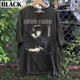 Crystal Castles Music Tour Shirt, 90s Crystal Castles Music Band Tee Black Tshirt Cotton Menswear