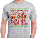 Christmas Ho's in this house- Men's Funny T-Shirt - Ugly Sweater Style - Menswear, Cotton christmas sweatshirt meme Top Sport Casual Shortsleeve Crewn