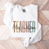 Custom Mrs Teacher Sweatshirt, Teacher Tshirt, Cute Teacher Crewneck, Teacher Appreciation gift, Gift for Teacher, Retro Teacher Shirt