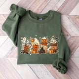 Coffee Pumpkin Halloween Crewneck Sweatshirt Hoodie Tshirt, Halloween 2024 Gifts