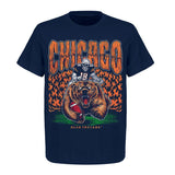 Deadman's Bear Graphic T-Shirt - Chicago Football Team  Gildan 5000 Heavy Cotton Shirts  Unisex American Football Top for Men and Women