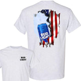Bud Light Ripped American Flag T-Shirt, Unisex T-Shirt, Full Color, For Men, For Women Style001