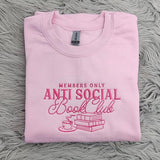Anti Social Book Club Embroidered Crewneck, Book Club Shirt, Book Lover Crewneck, Bookish Crewneck T-Shirt Sweatshirt Hoodie