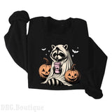 Cute Raccoon Ghost Crewneck, Raccoon Halloween Sweatshirt, Vintage Pumpkin Fall Sweaters, Spooky Season Gift, Halloween 2024 Merch Women's Shirt, Hall