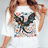 Abraxos Fantasy T-Shirt - Perfect for Book & Dragon Lovers, with Beautiful Floral Design, Unisex T-shirt, Gift for Him, Gift for Her, Crew Neck, Trend