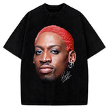 Dennis Red Hair flamboyant 90's Vintage Design Retro T-Shirt Graphic Tee Cotton Menswear Top Basketball Style001