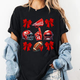 Coquette Football Shirt, Football Cheer Shirt, Football Mom Shirt, School Spirit T Shirt, Game Day Shirt, Touch Down Season, Football Bow