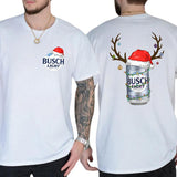 Christmas Deer Busch Light 2-Sided Shirt, Funny Men's Beer Drinking Tee, Drink Tops for Men, Christmas Drinker Tshirt, Classic Cotton Casual Menswear Style001