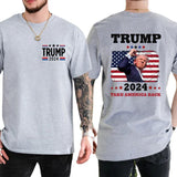 2-Side TRUM SHOT T-SHIRT Trum 2024 Take America Back Shirt, Trum Bulletproof 2024, Funny Tee, Gift For Men, Casual Menswear, Classic Cotton Top, Soft Fabric Shortsleeve Shirt