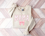 Coquette Pink Mama Sweatshirt, Cute Pink Bow Mama Sweatshirt, Popular Mother Tee, Trendy Mother Gift, Mother Day Gift