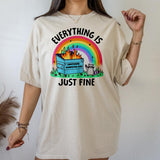 Dumpster Fire Raccoon - T-Shirt -  Print is Sublimation, Unisex T-Shirt, Funny Tee,Gift Idea, Relaxed Fit, Casual Apparel, Great with Jeans, Womenswea