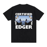 2024 Certified Edger Meme Graphic T Shirts Funny No Nut November Tops Clothing T-shirt Men Women Casual Fashion Cotton Tees Cotton   Streetwear Tshirt